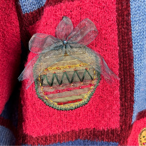 Koret City Blues Vintage wool blend Christmas sweater women’s XL cardigan - Picture 9 of 16